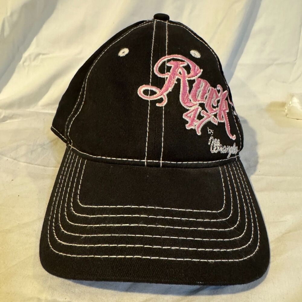 Wrangler Rock 47 Hat Cap Womens Black Pink Texas TX Adjustable Cotton Cowgirl